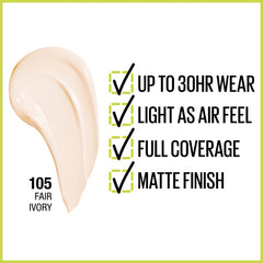 MAYBELLINE Super Stay: textura ligera que cubre imperfecciones sin sentir peso.