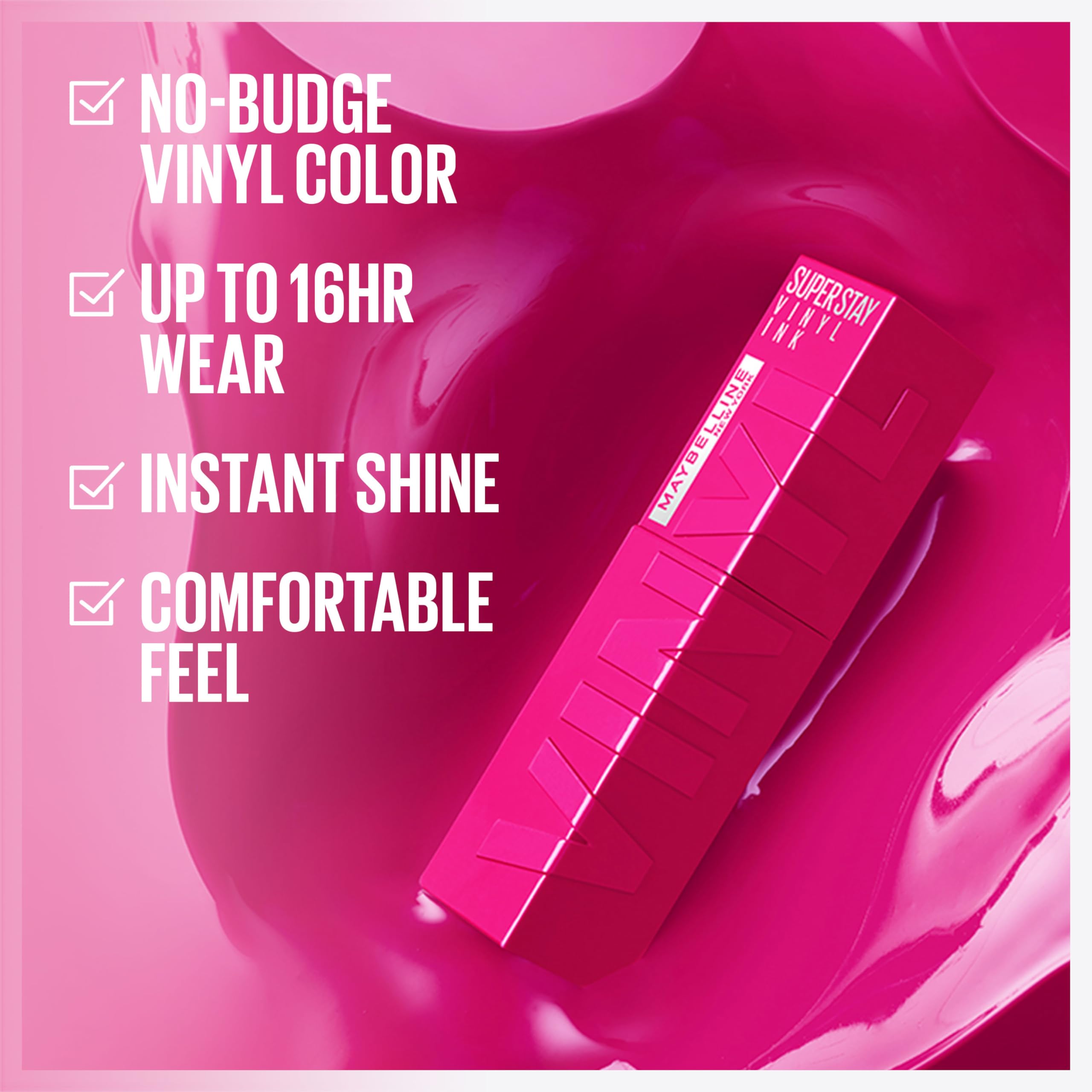 MAYBELLINE Super Stay Vinyl Ink larga duración de 16 horas sin transferencia