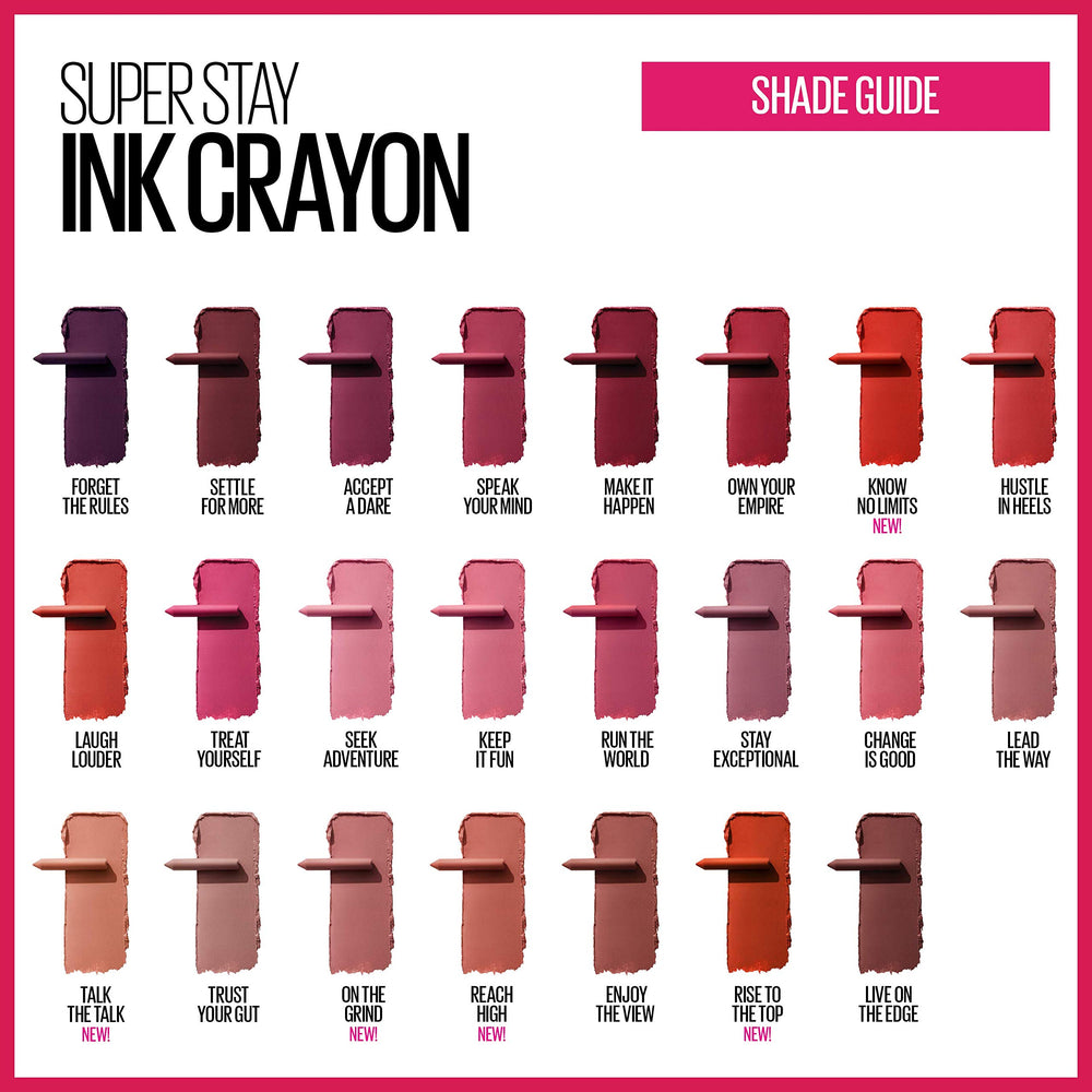 Maybelline SuperStay Ink Crayon Matte color intenso para uso diario.