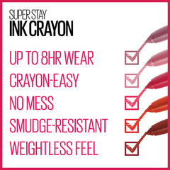 Maybelline SuperStay Ink Crayon Matte permite trazo preciso con una pasada.