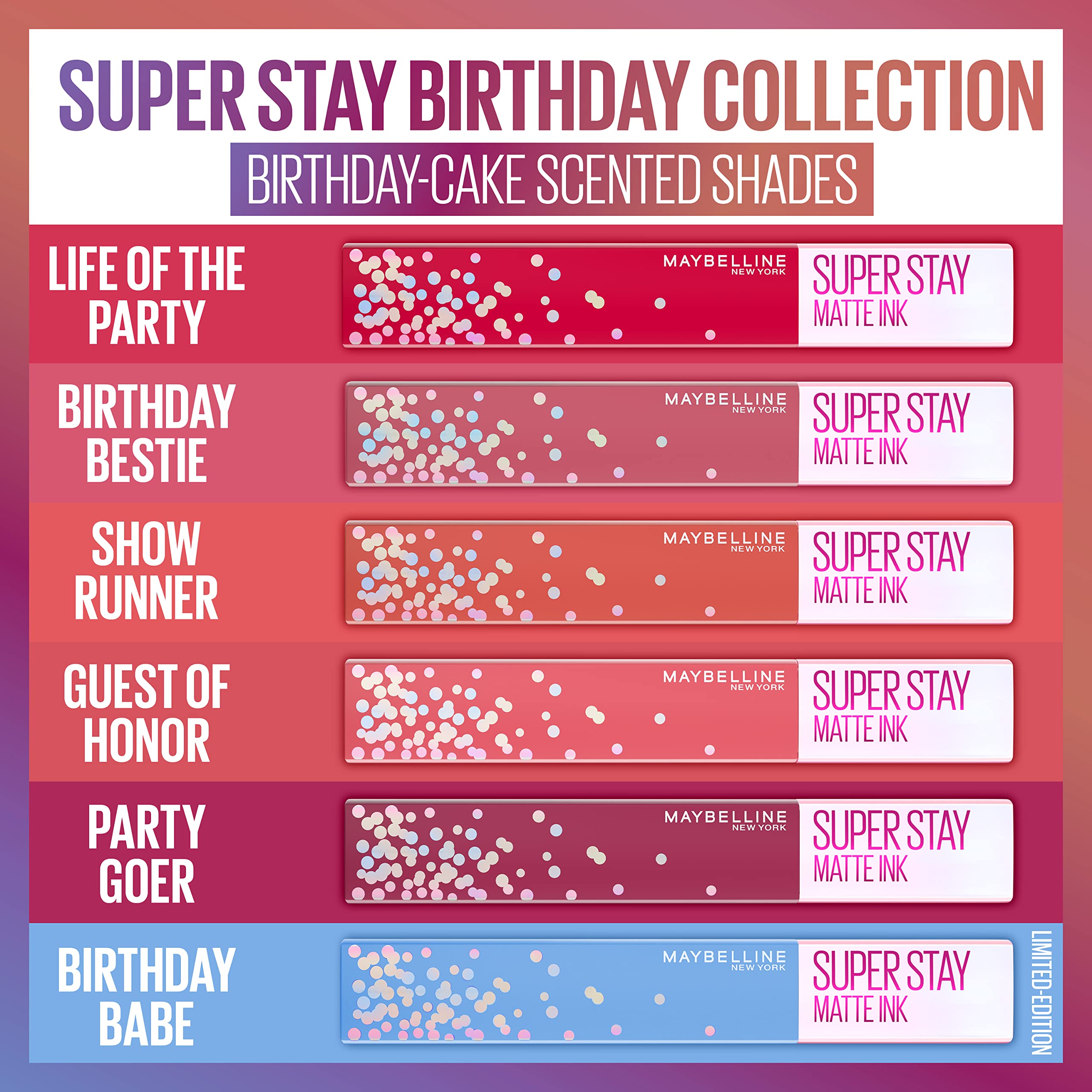 MAYBELLINE SuperStay Matte Ink, tonos nuevos inspirados en cumpleaños para cualquier outfit.