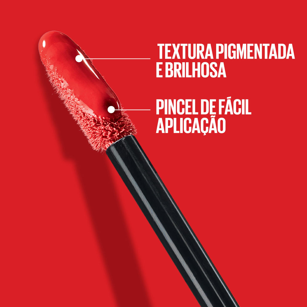 Maybelline Super Stay Vinyl Ink: aplicación con punta flocked para precisión.