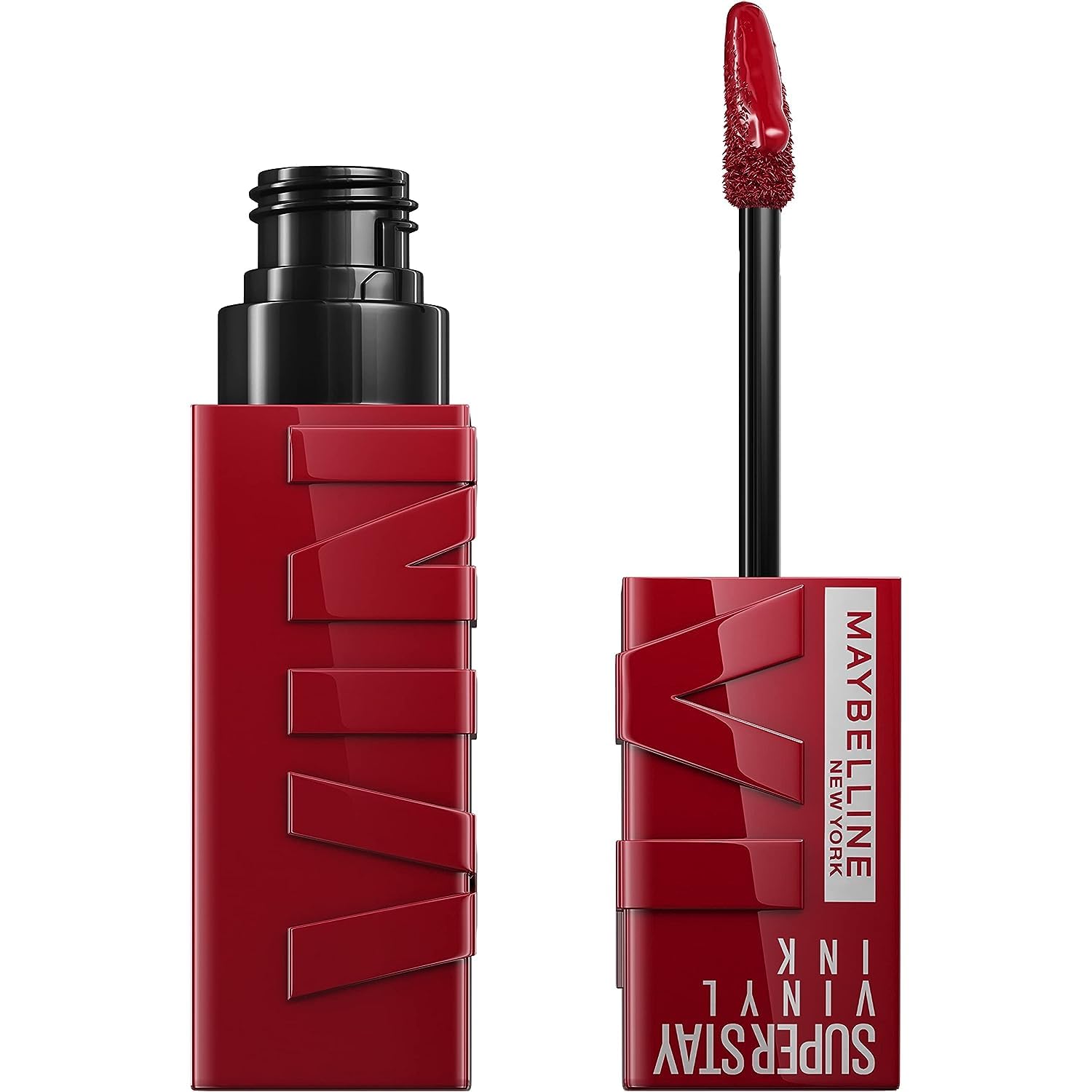 Maybelline Super Stay Vinyl Ink con aplicador preciso para color duradero y uniforme.