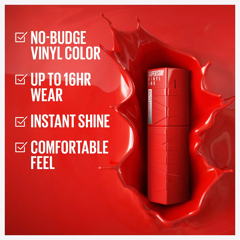 Maybelline Super Stay Vinyl Ink brillo instantáneo para labios pigmentados.