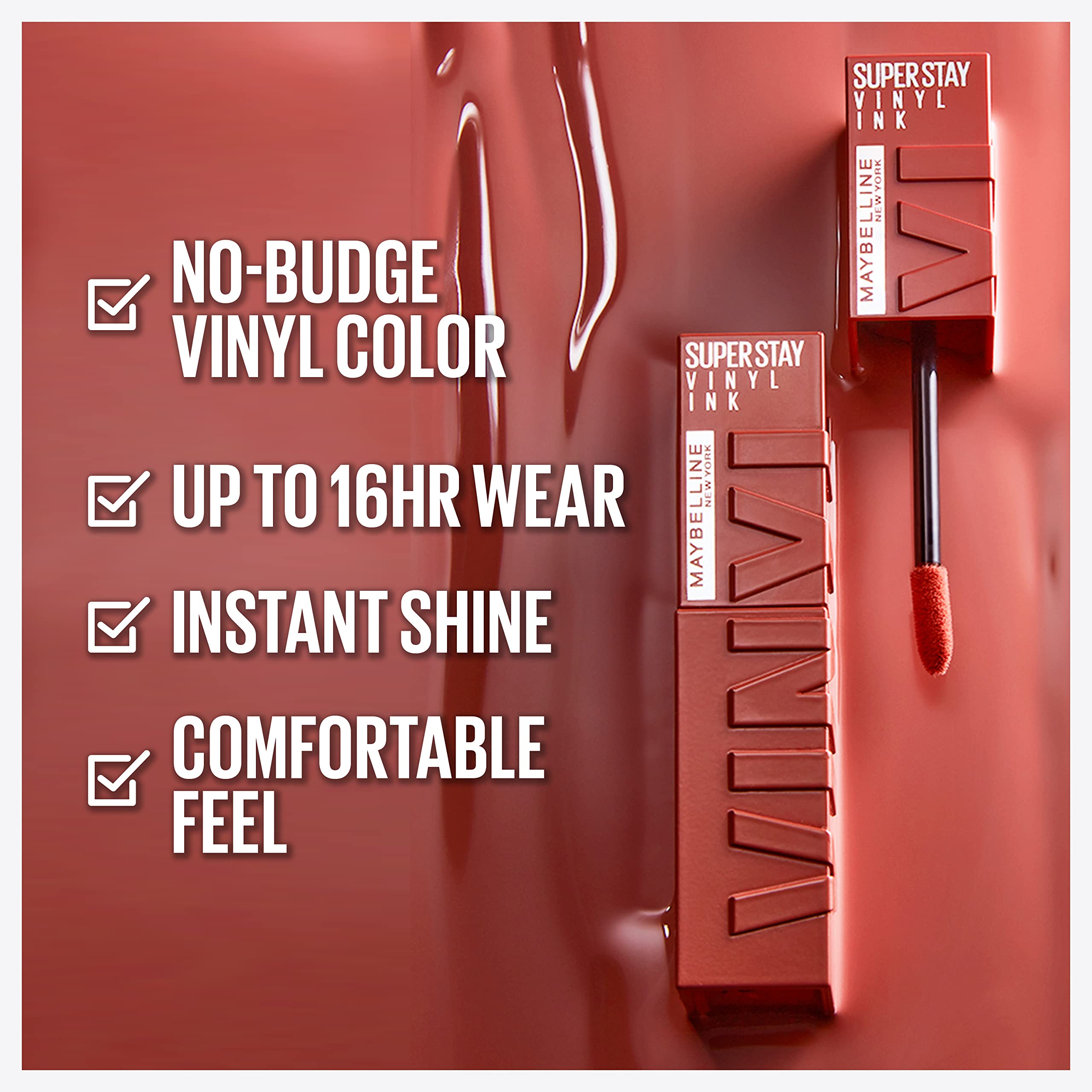 Maybelline Super Stay Vinyl Ink: brillo instantáneo para un look vibrante.