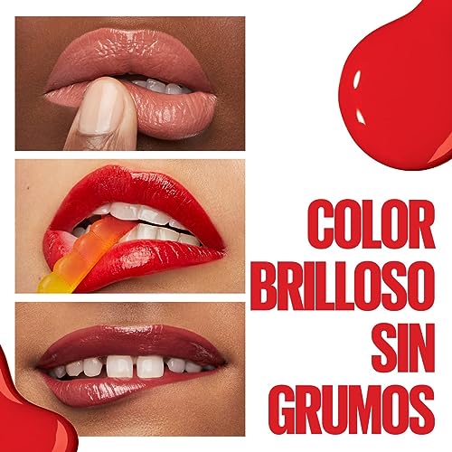 Maybelline Super Stay Vinyl Ink acabado brillante y color duradero.