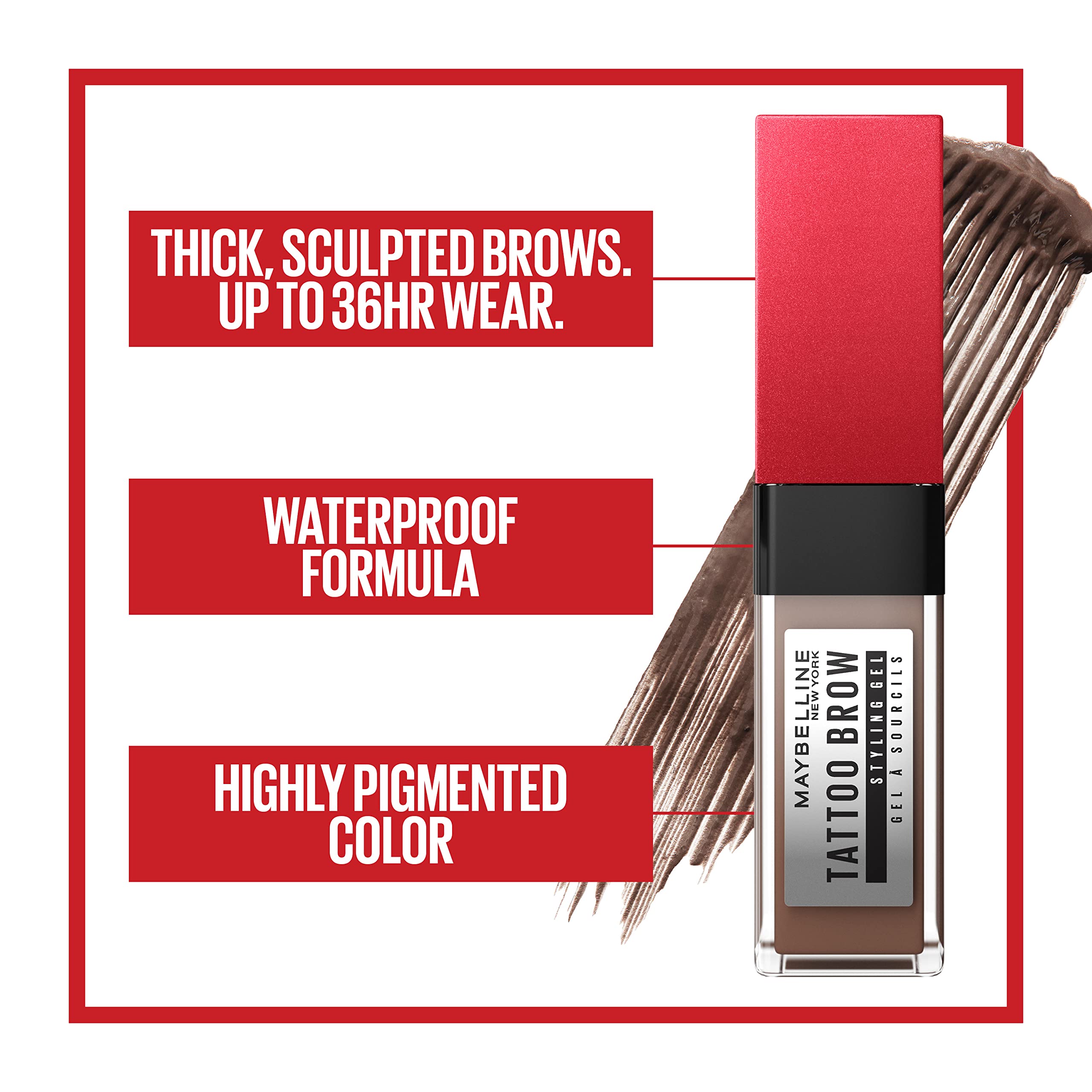 Remoción fácil con desmaquillante de Maybelline Tattoo Studio Brow Styling Gel