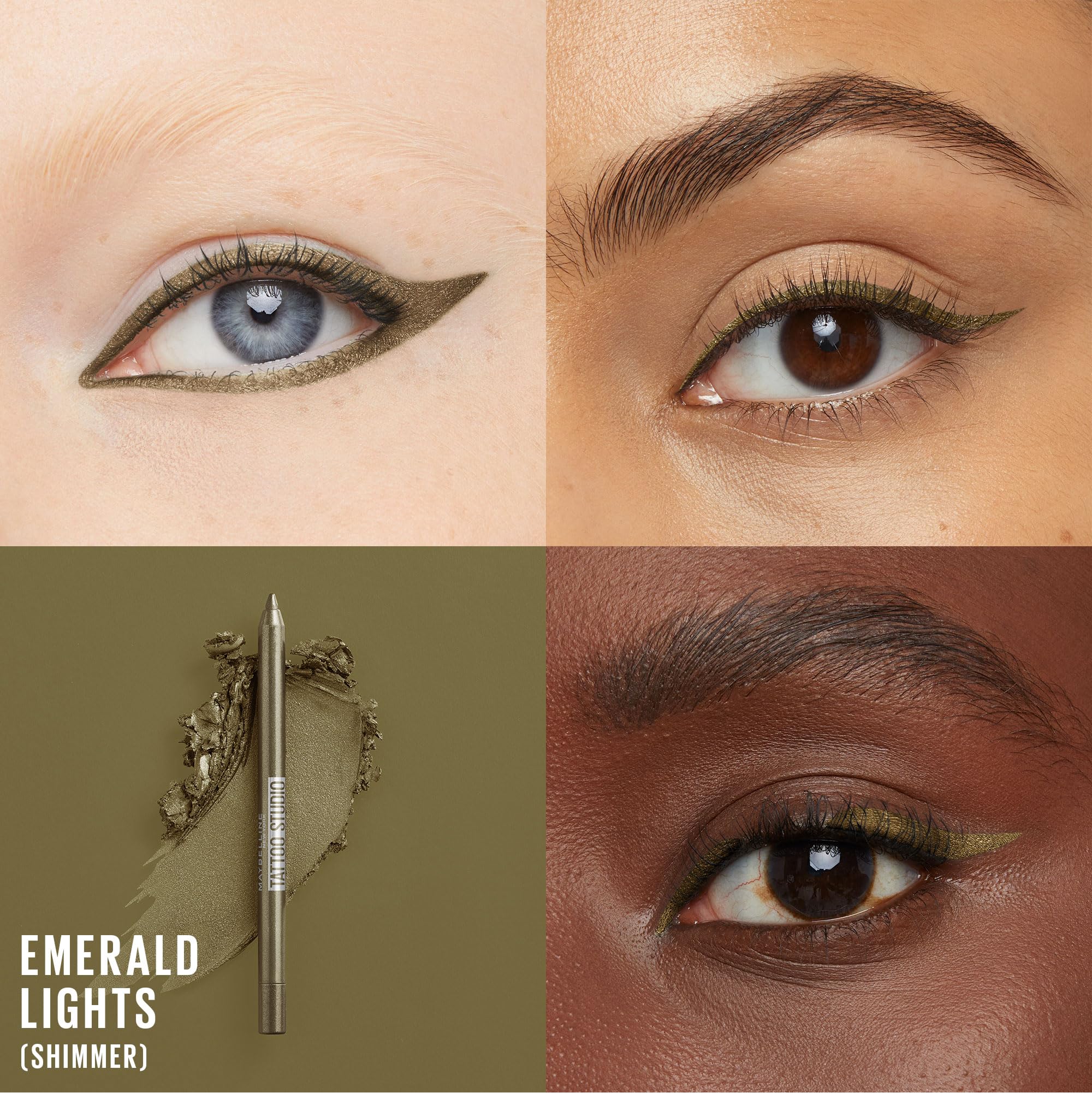 Delineador afilable de Maybelline con pigmentos en gel para trazos precisos.