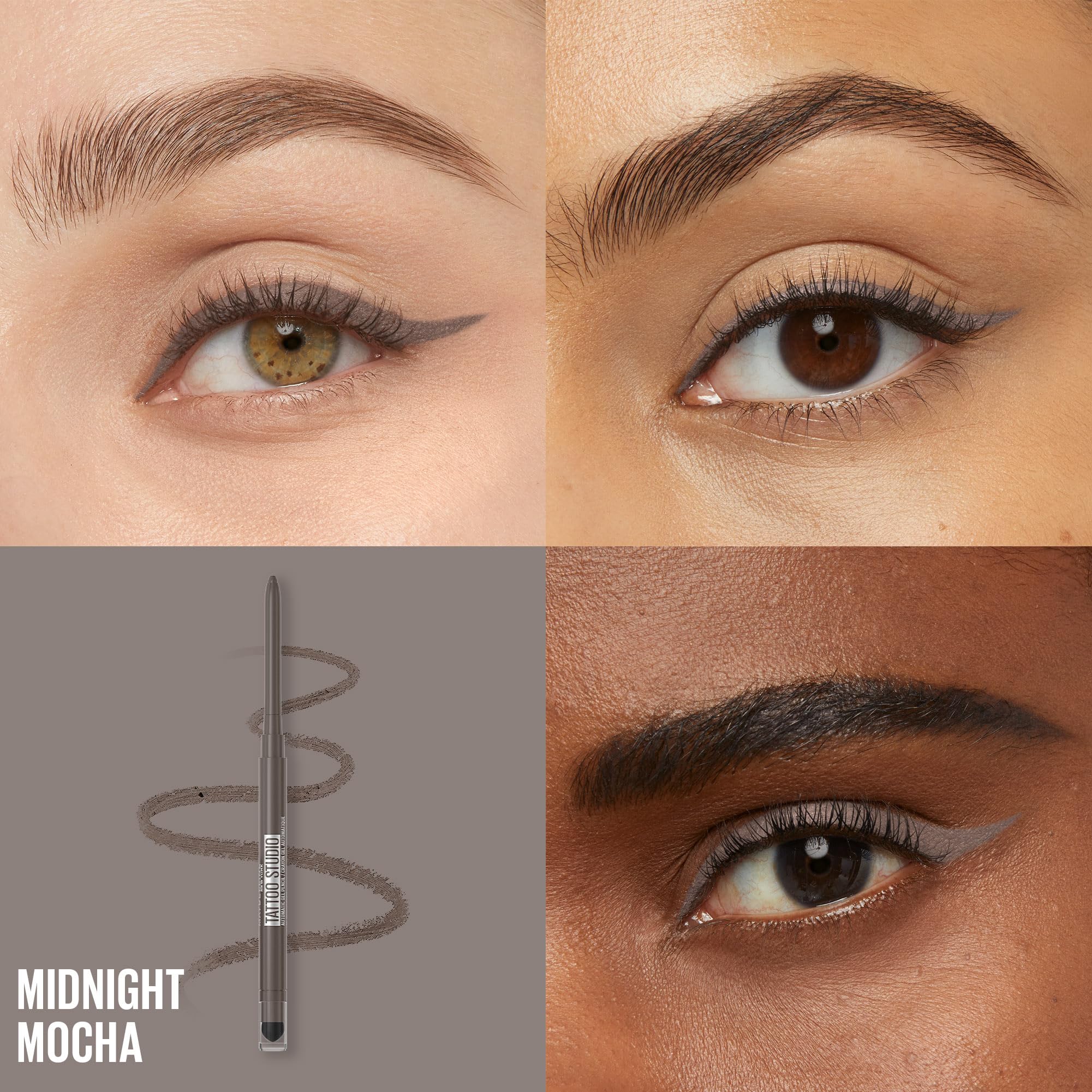 Delineador gel resistente a manchas Maybelline Tattoo Studio: acabado mate y duradero para todo el día.