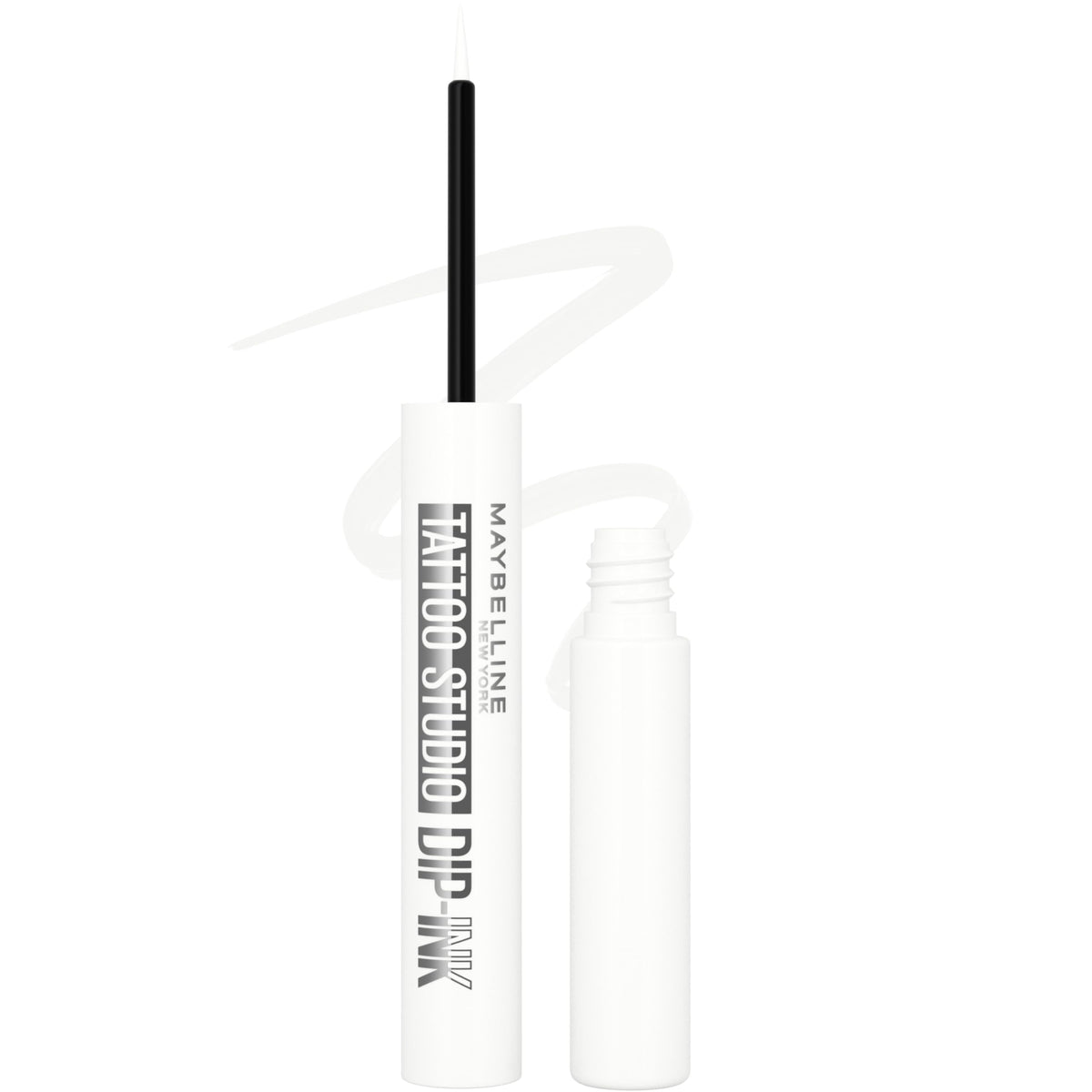 Maybelline Tattoo Studio Dip-Ink, aplicador fieltro para trazos precisos.
