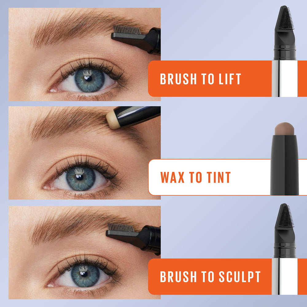 Maybelline TattooStudio Brow Lift Stick acabado natural para cejas claras.