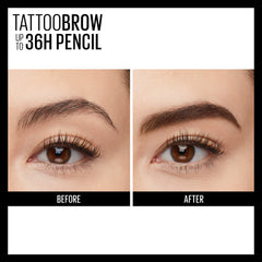 Maybelline TattooStudio cepillo peinador integrado para difuminar y lograr aspecto natural.