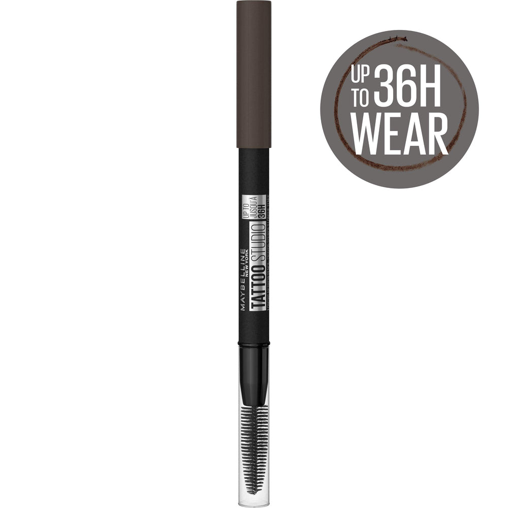 Cepillo spoolie integrado de Maybelline TattooStudio para difuminar y lograr cejas naturales.