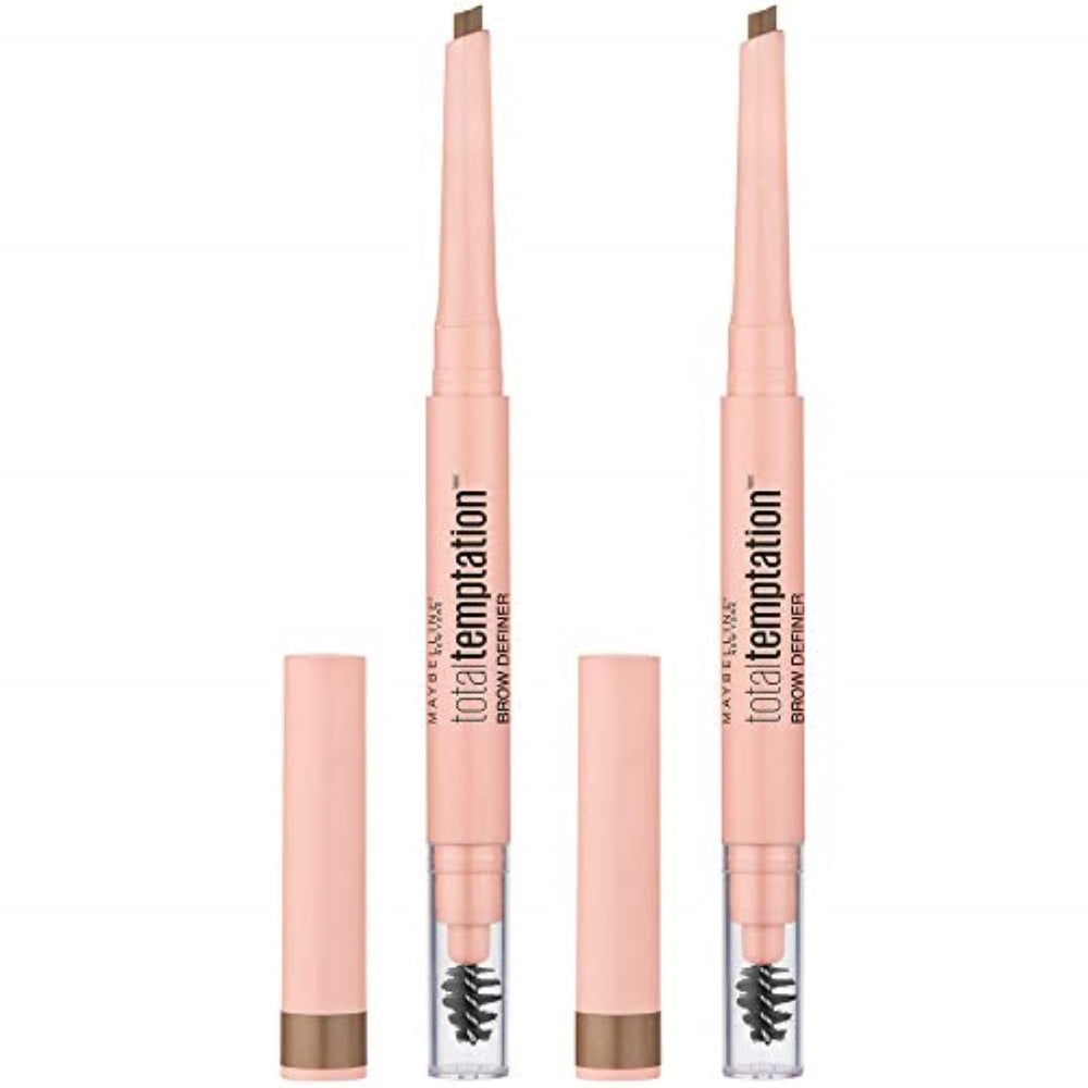 Lápiz definidor de cejas Maybelline Total Temptation en rubio para rellenar y definir.