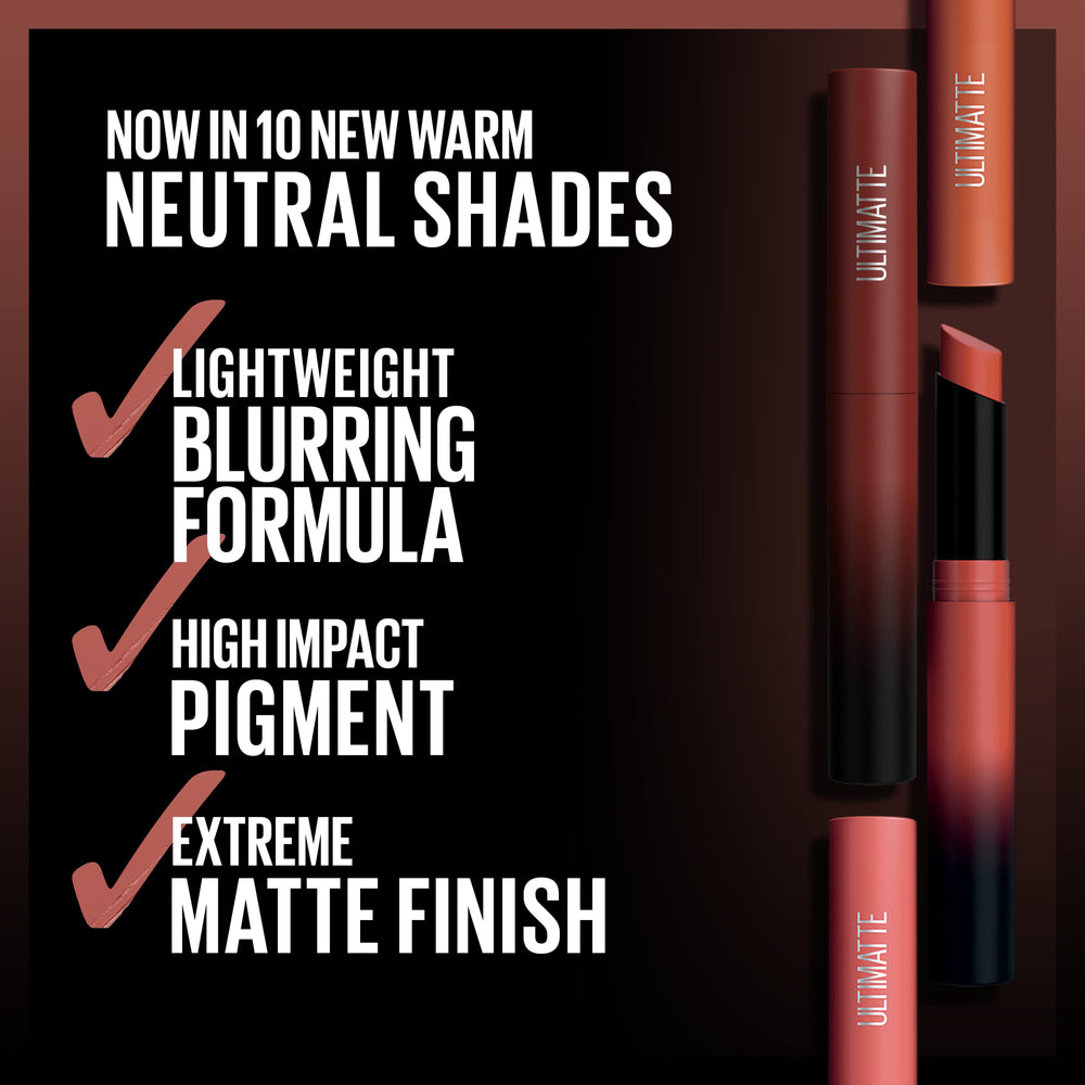 Maybelline Ultimatte labio tono caoba: pigmentos intensos para un look audaz.