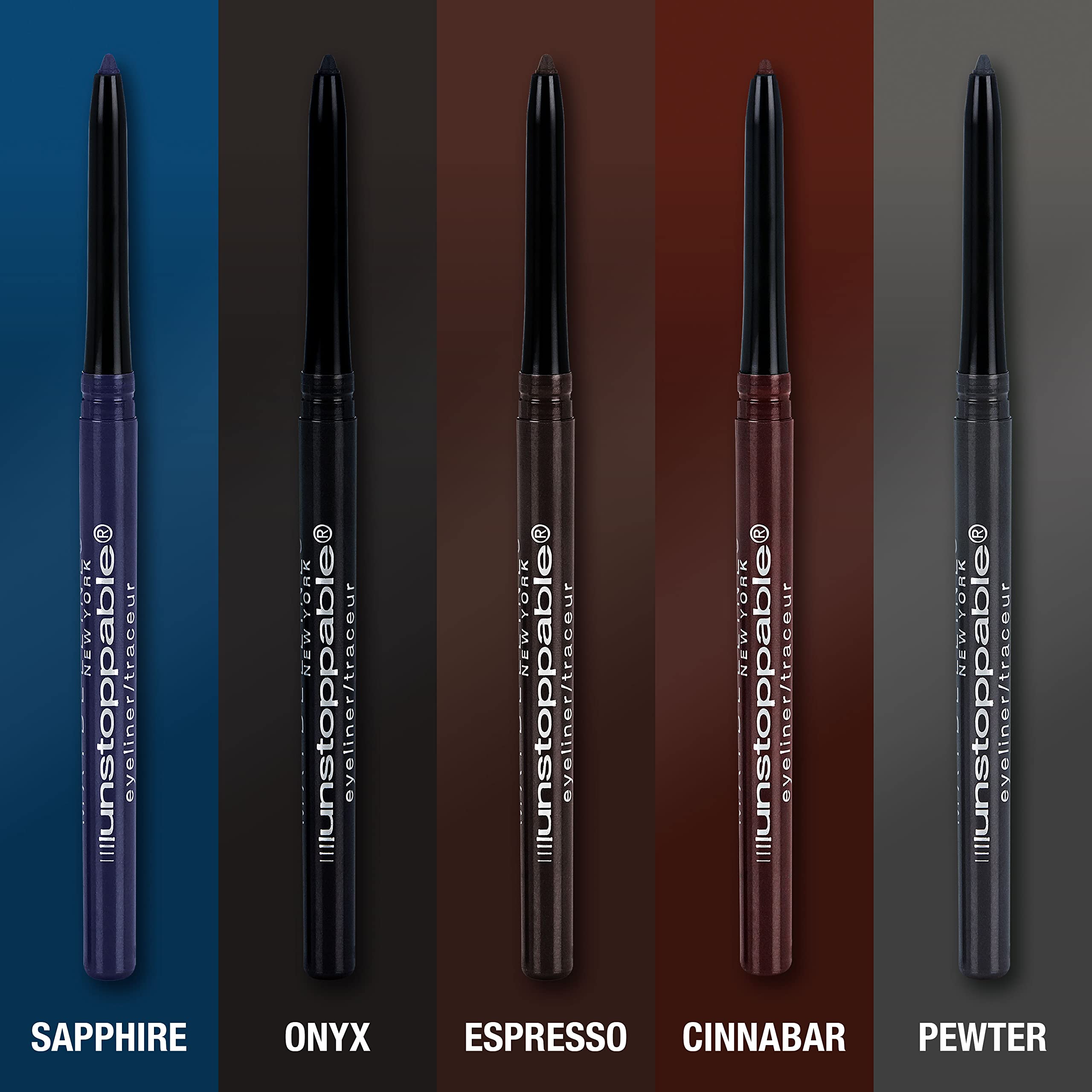 Delineador azul Sapphire con definición intensa para maquillajes nocturnos.
