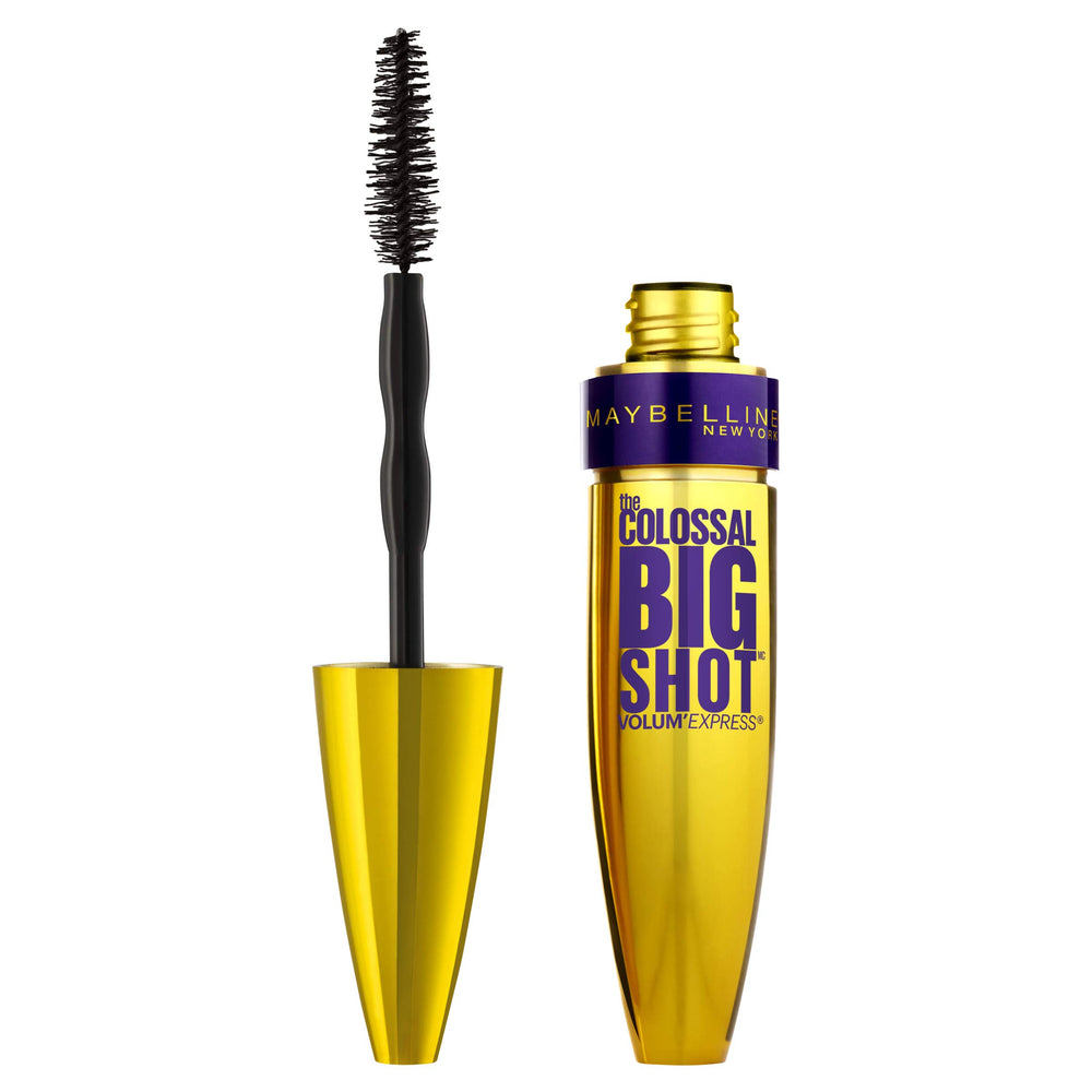 MAYBELLINE Volum' Express Colossal Big Shot, cobertura intensa sin grumos.