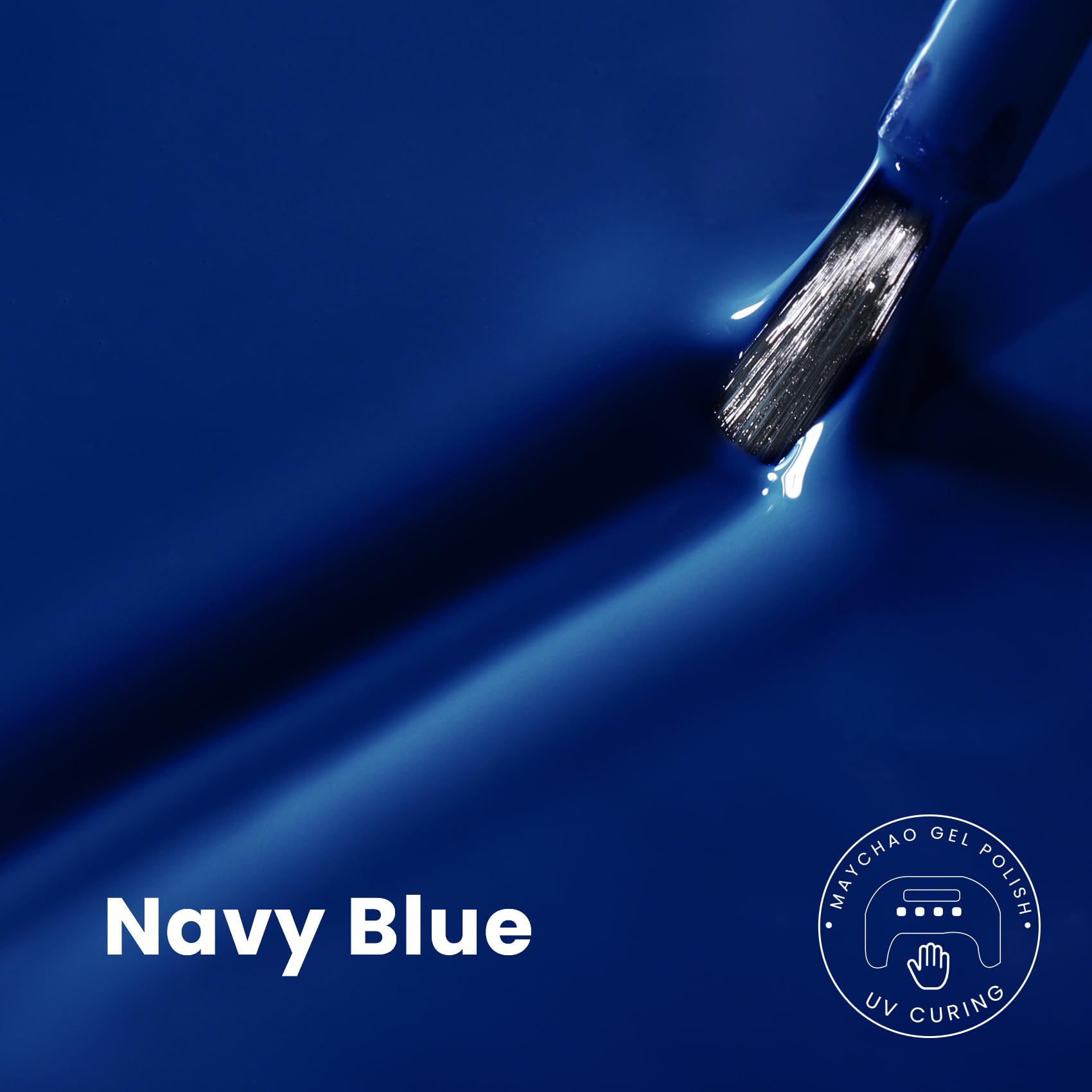 MAYCHAO botella esmalte gel azul marino, aplicación suave para acabado profesional.