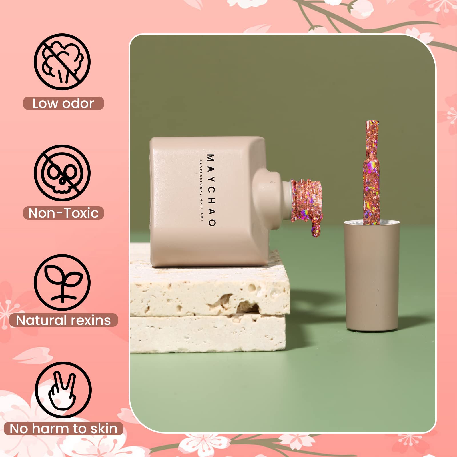 MAYCHAO esmalte gel 15ml ingredientes libres de toxinas y aroma suave