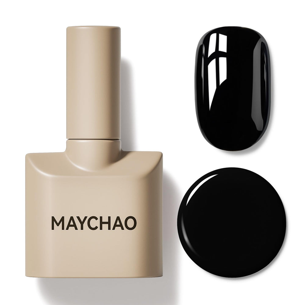 MAYCHAO esmalte gel negro en botella ofrece durabilidad para uñas