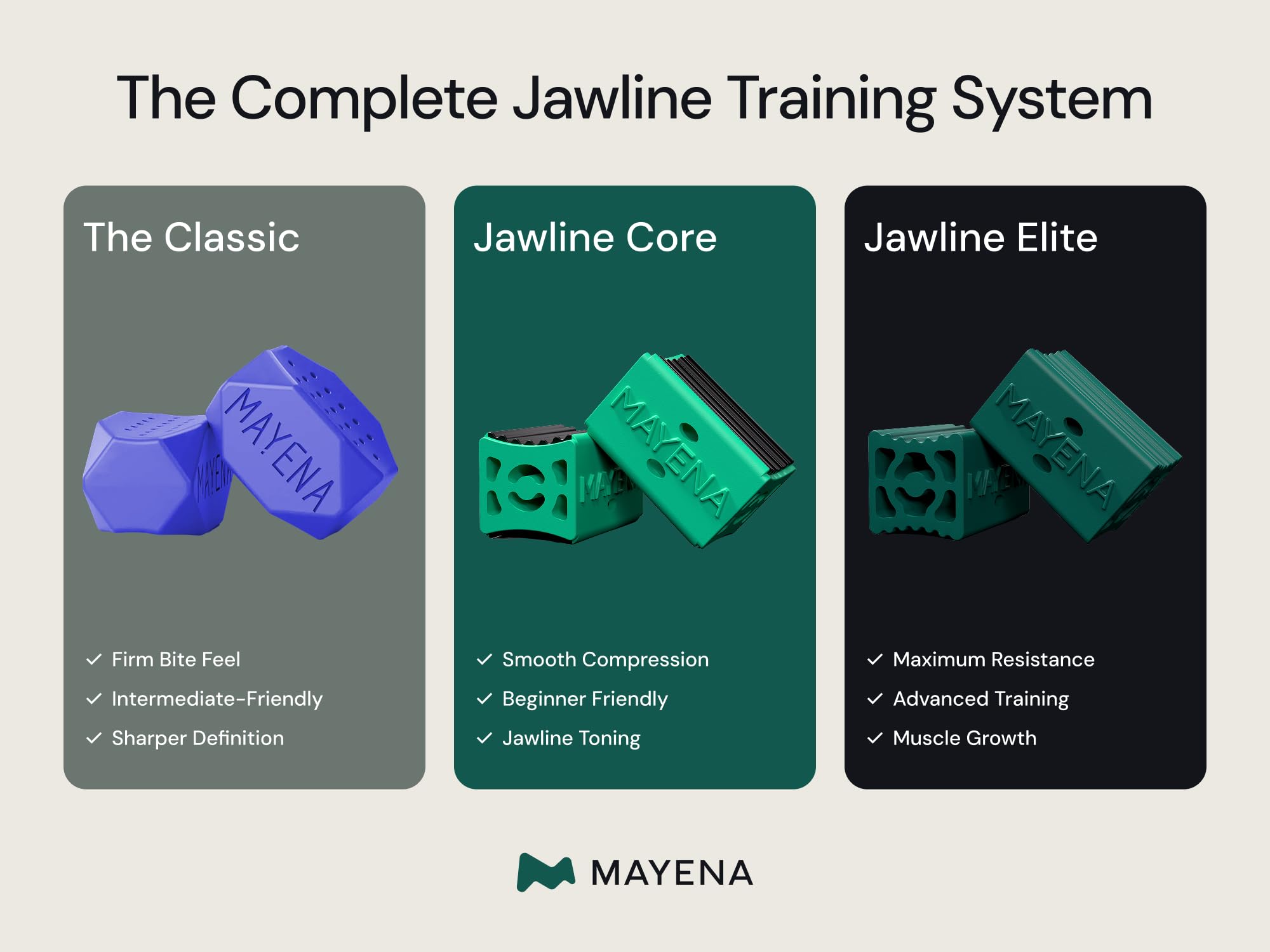 Mayena Jaw Exerciser Classic con estuche de transporte para entrenar en cualquier lugar