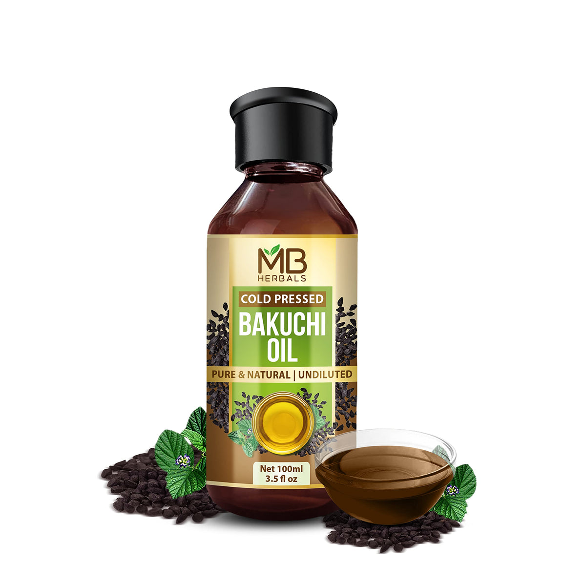 MB Herbals Bakuchi Aceite, botella de 100 ml, uso externo para cuidado de piel
