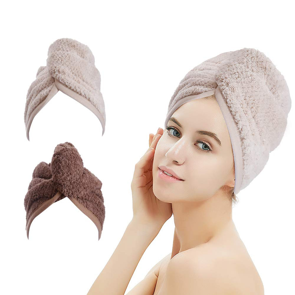 Toalla de secado M-bestl, doble paquete caqui, para secado rápido del cabello.