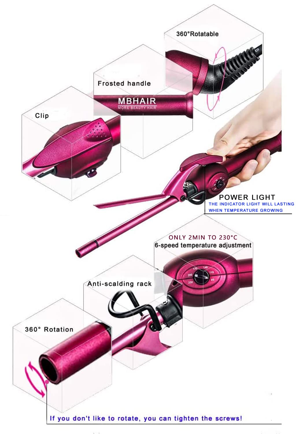 MBHAIR calentamiento PTC suave y estable para menos daño