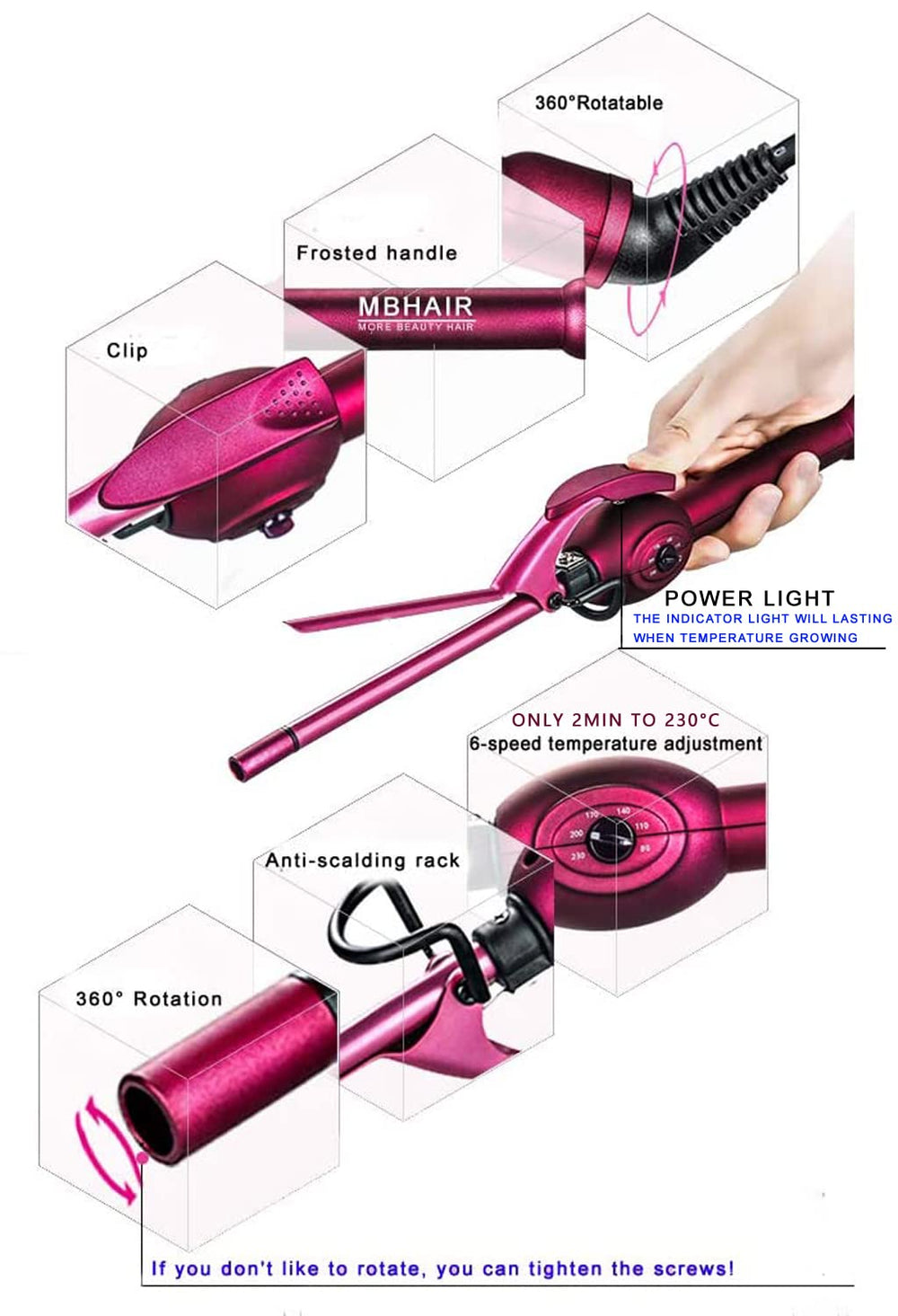 MBHAIR calentamiento PTC suave y estable para menos daño