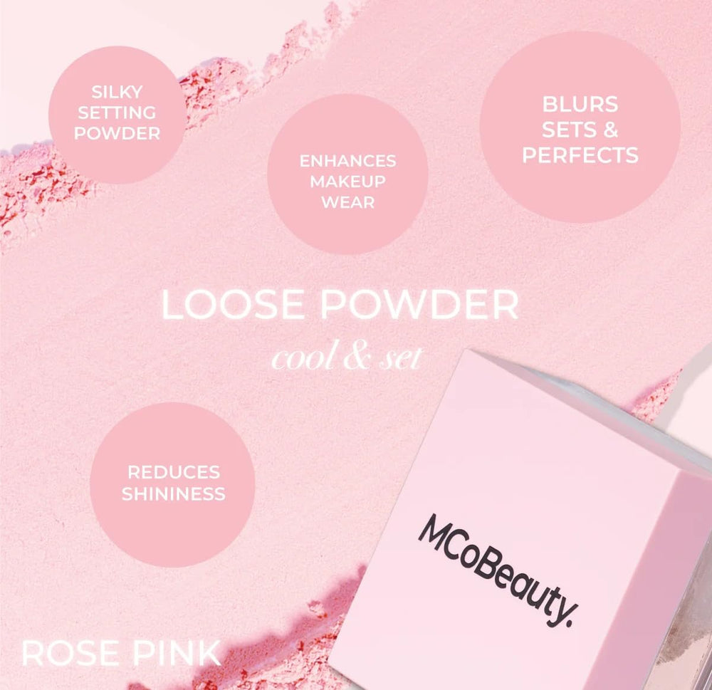 Polvo Rose Pink de MCoBeauty, acabado mate que dura todo el día