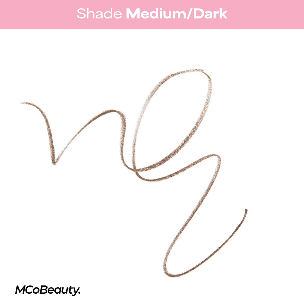 MCoBeauty XtendBrows long-wearing cream brow pencil lasts all day.