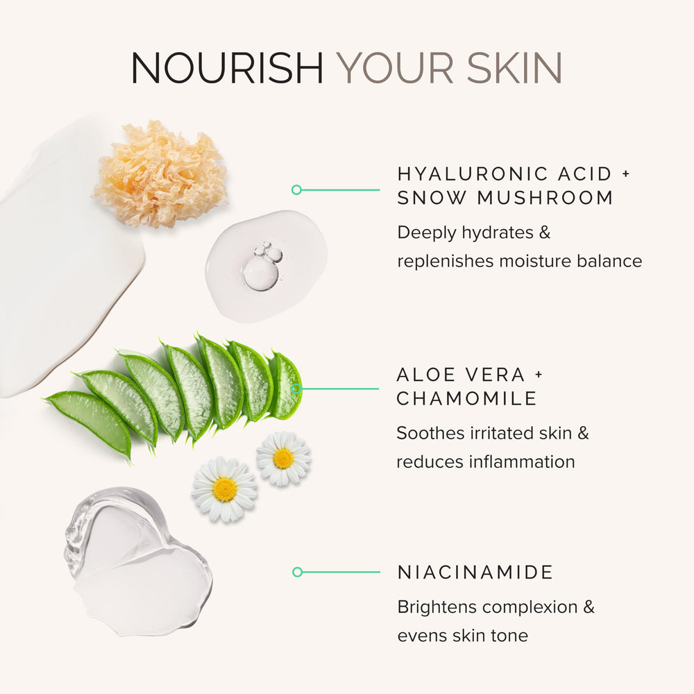 Aplicación suave de la crema en la palma de la mano para rostro y cuello.