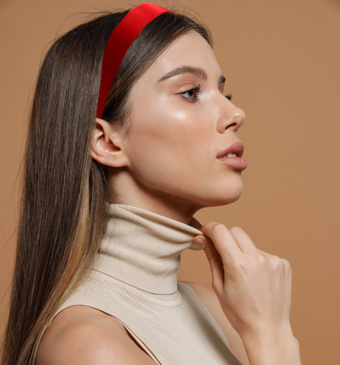 MDSTYLE banda para el cabello uso diario en rojo para confort.