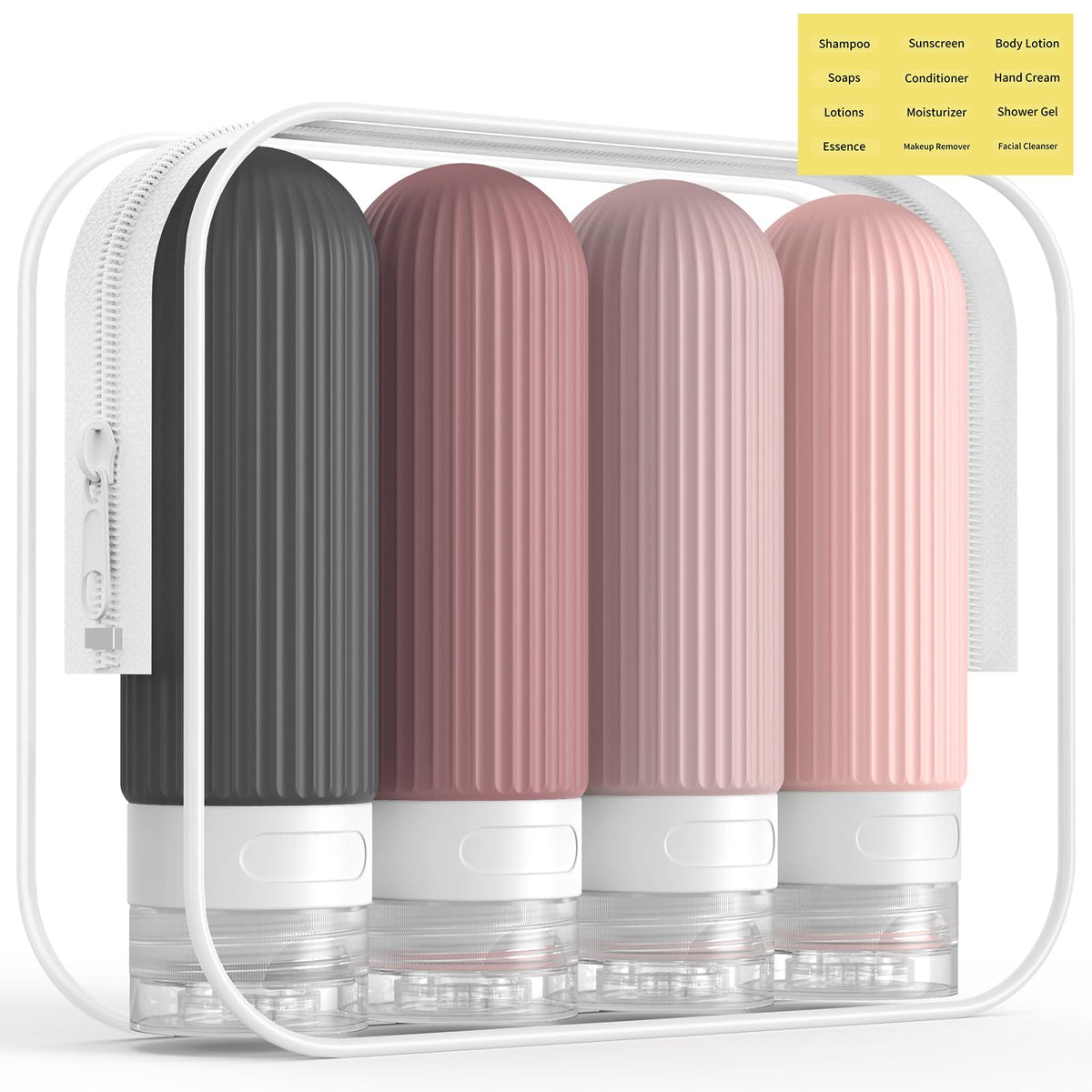 Botellas ME.FAN de silicona para viaje con capacidad de tres onzas, ideales para cabina.