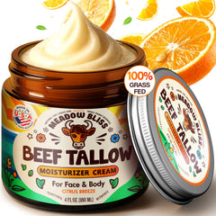 Meadow Bliss manteca de res crema hidratante 4 oz para una piel suave y nutrida.
