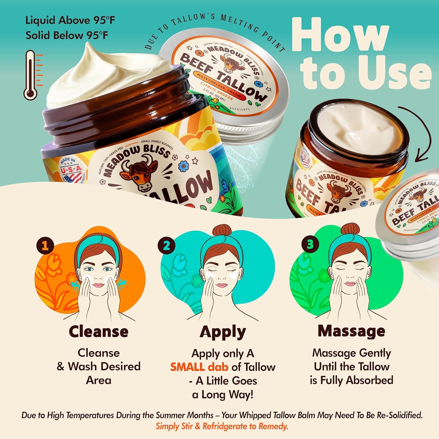 Meadow Bliss proceso sostenible y hecho en EE. UU. con ingredientes simples.