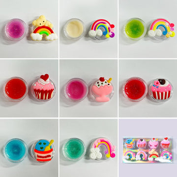 Cupcake-shaped Mebtmel gloss containers for imaginative play