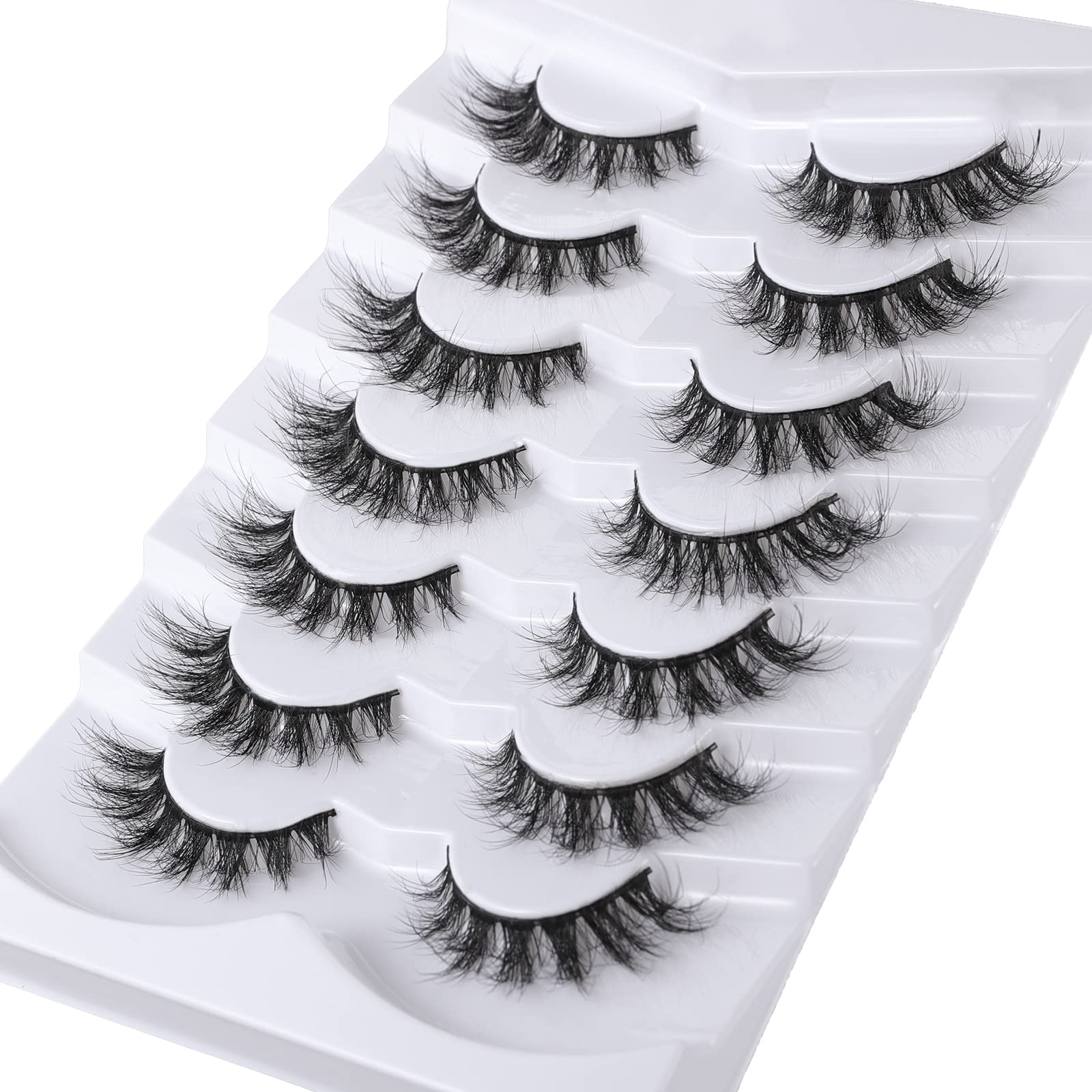 Pestañas Mebver faux mink naturales, rizo suave para un look duradero.