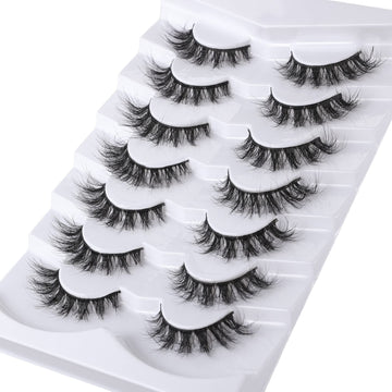 Pestañas Mebver faux mink naturales, rizo suave para un look duradero.