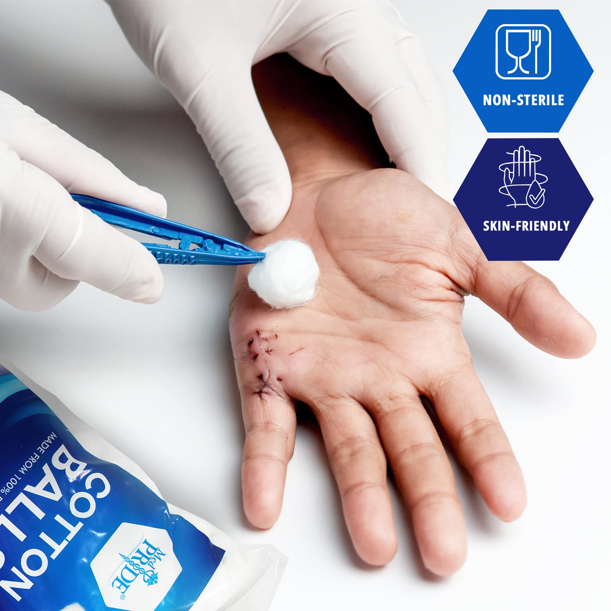 MED PRIDE bolitas de algodón para remover esmalte de uñas con suavidad.