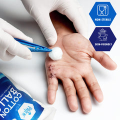 MED PRIDE bolitas de algodón para remover esmalte de uñas con suavidad.