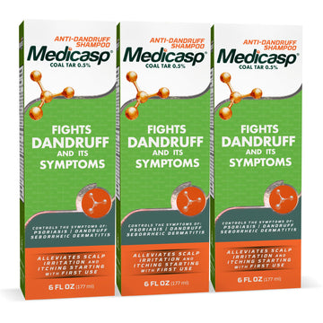 Medicasp Coal Tar Shampoo bottle front—relief from dandruff symptoms.