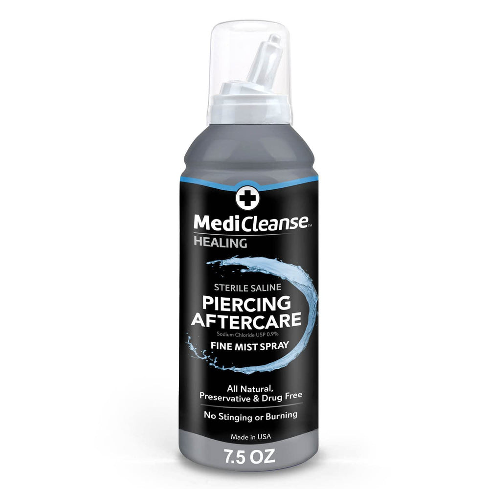 MediCleanse sterile saline piercing aftercare fine mist bottle for gentle cleansing