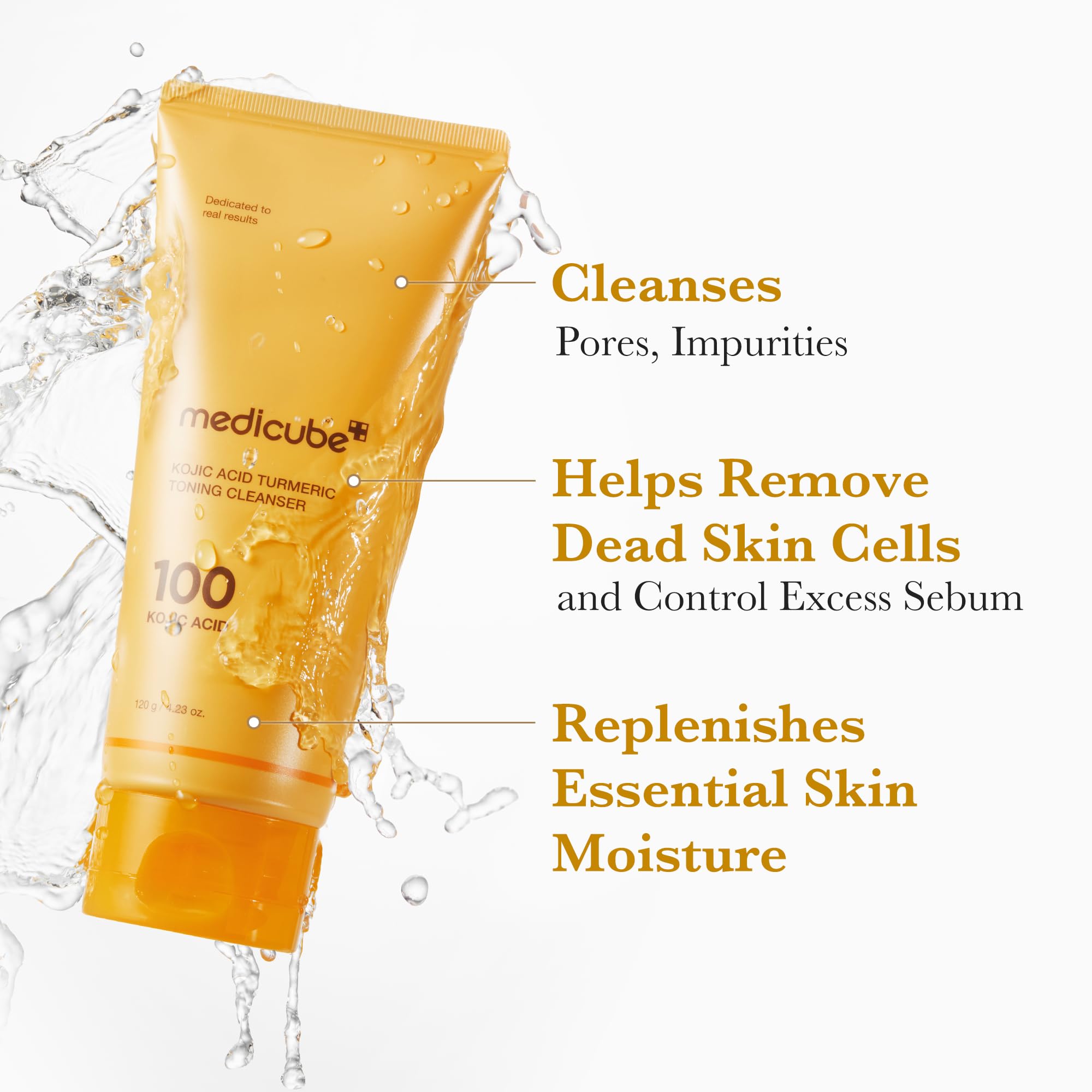 Piel fresca tras usar Medicube Kojico Curcuma Whip Cleanser.