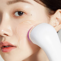 Medicube Age-R Booster Gel Serum texture closeup highlights soothing, lightweight gel on skin.