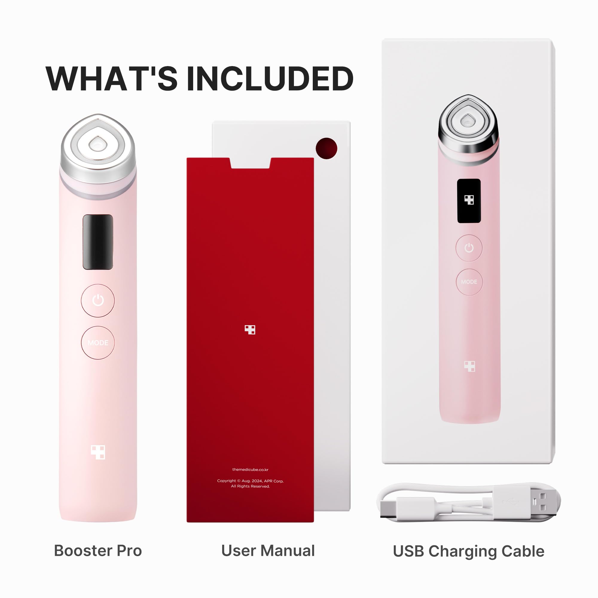 Medicube Age-R Booster Pro Rosa detalle cristal para sensación fresca.