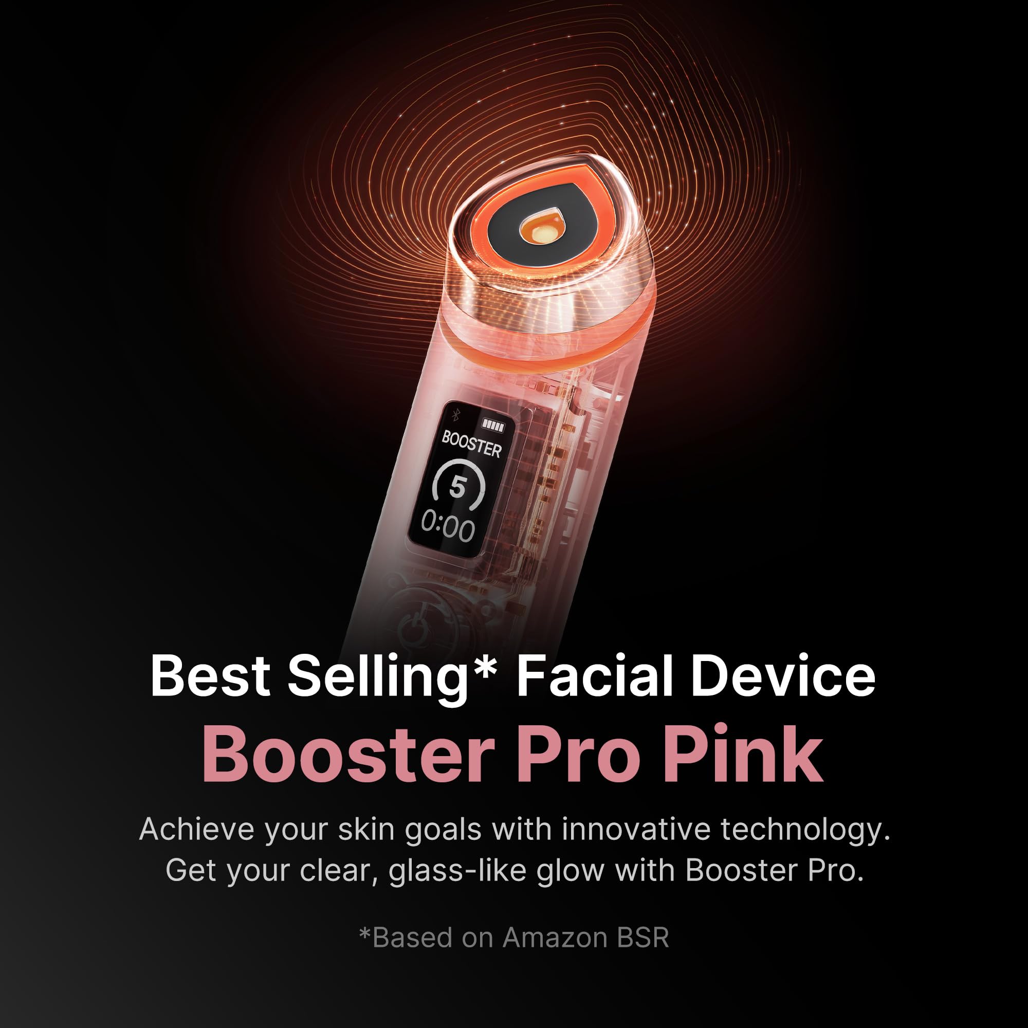 Medicube Age-R Booster Pro Rosa en mano; masaje facial suave para iniciar rutina.