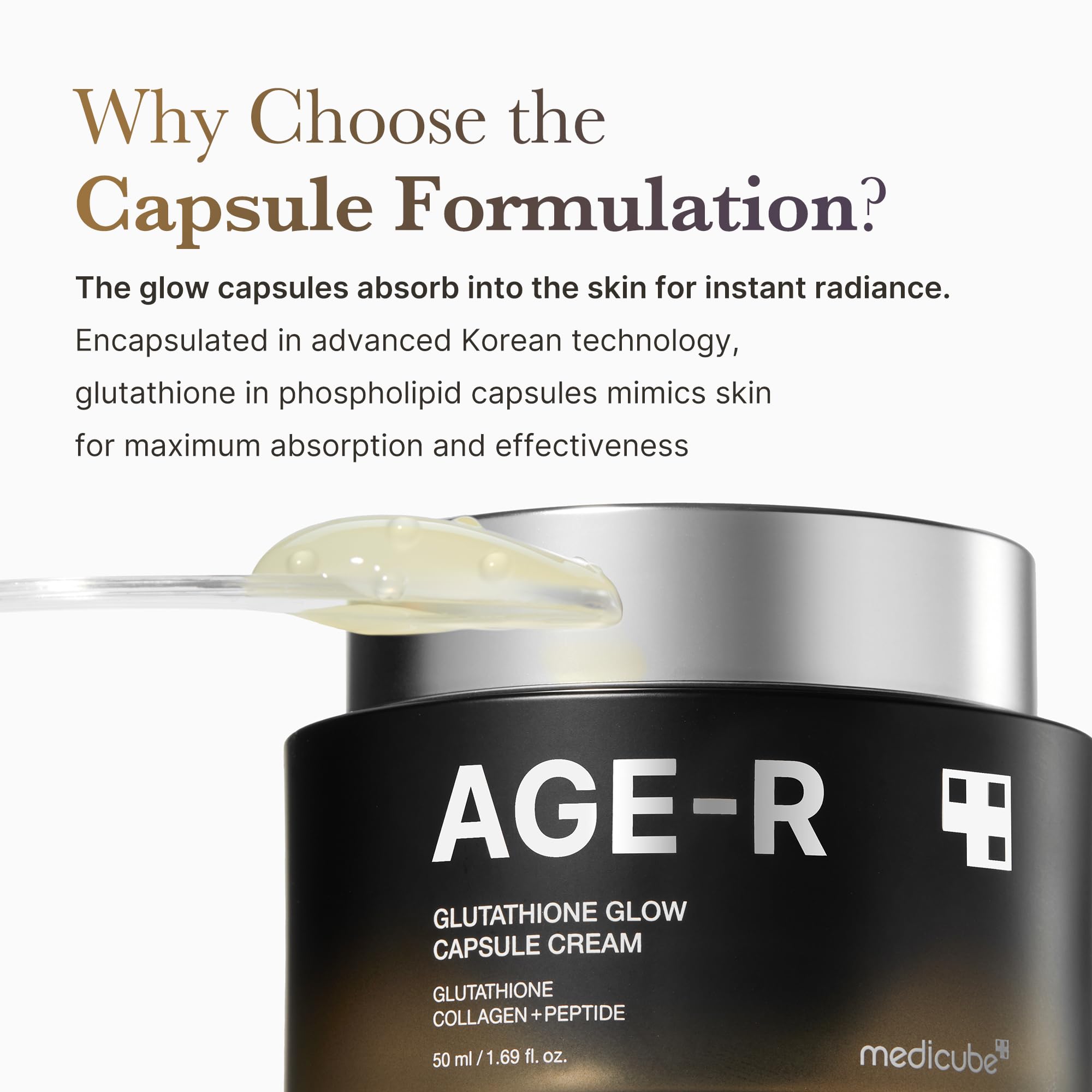 Cápsulas encapsuladas de Medicube AGE-R mejoran absorción y luminosidad.