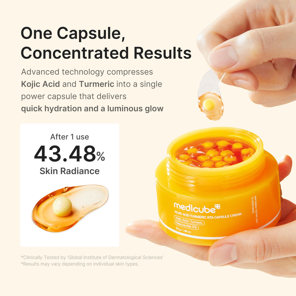 Medicube Capsule Cream Kojic para tono irregular y claridad.