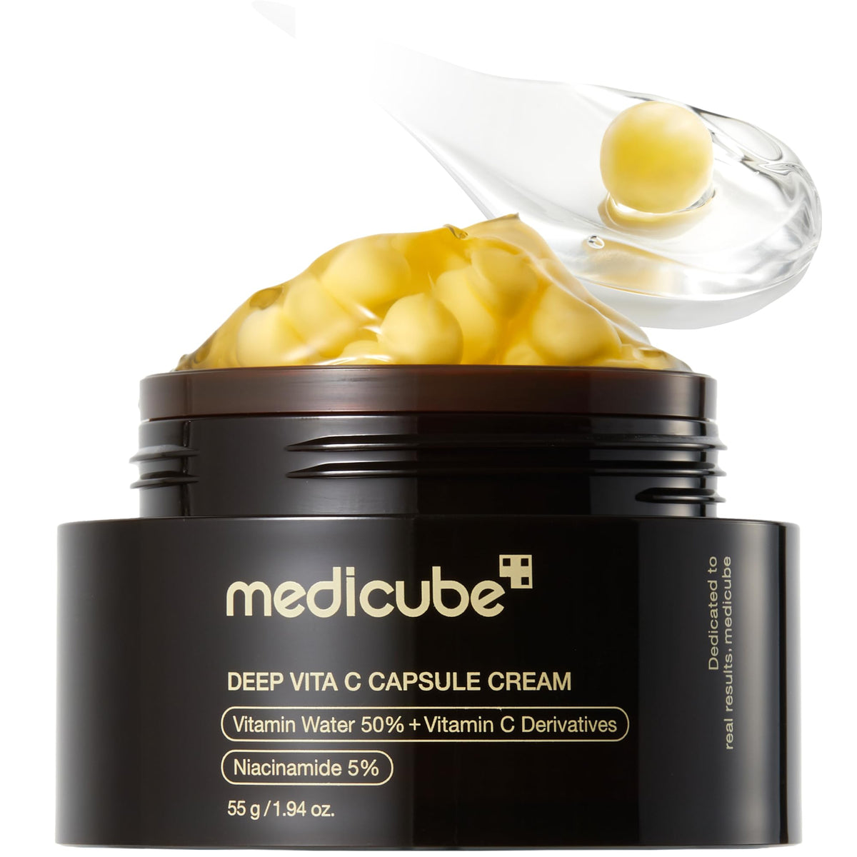 Medicube Capsule Crème Vitamine C dorée – flacon et capsules dorées pour un éclat lumineux